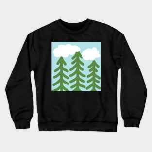 Can’t see the wood for the trees - three lonely pine trees and fluffy white clouds Crewneck Sweatshirt